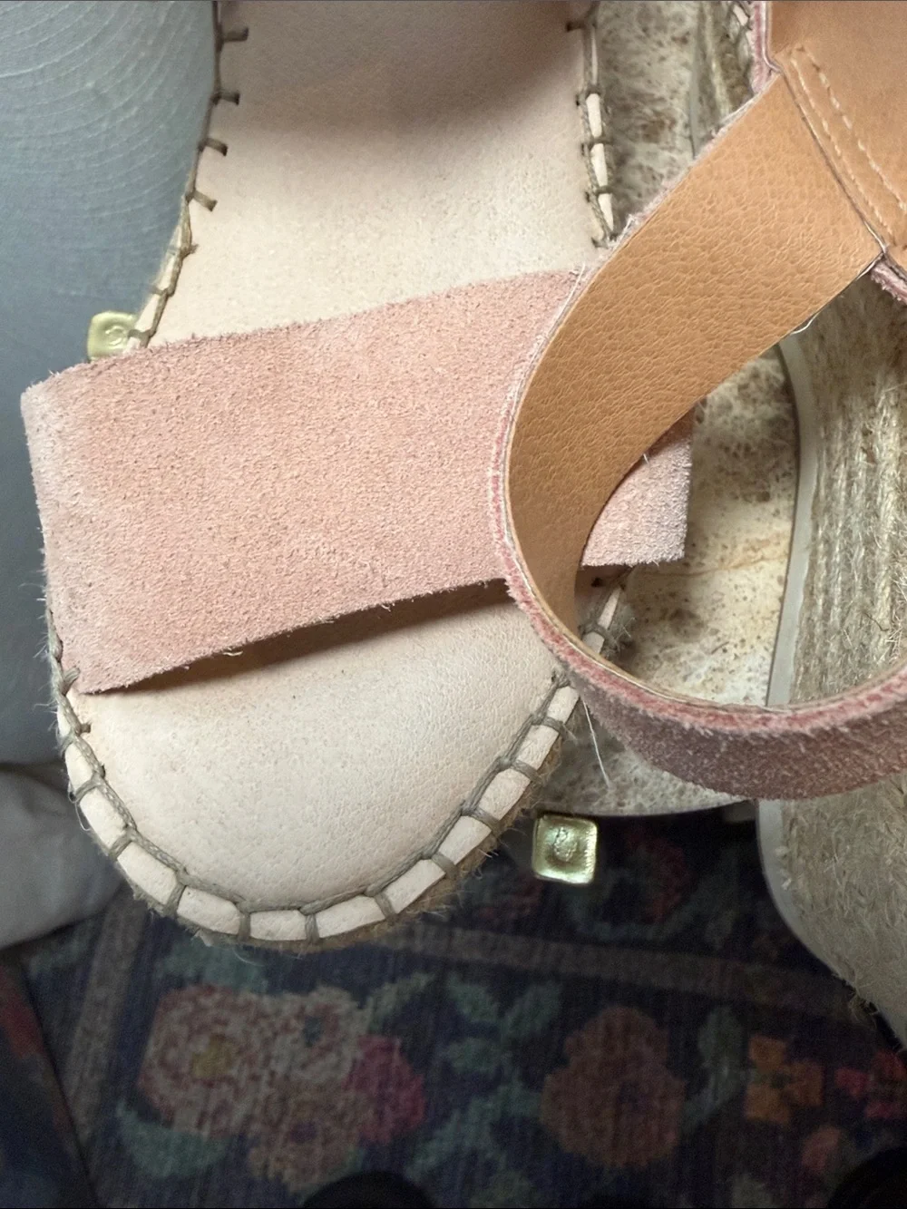 Dolce Vita Blush Suede Espadrille Wedge Sandals
